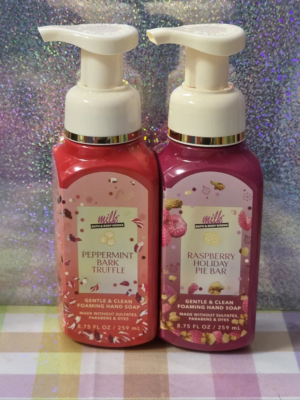 Bath Body Works Peppermint Bark Truffle & Raspberry Holiday Pie Bar Hand Soaps